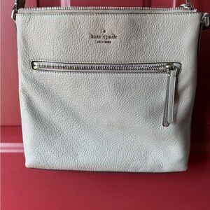 kate spade Cream Pebbled Leather Crossbody with Front Zip